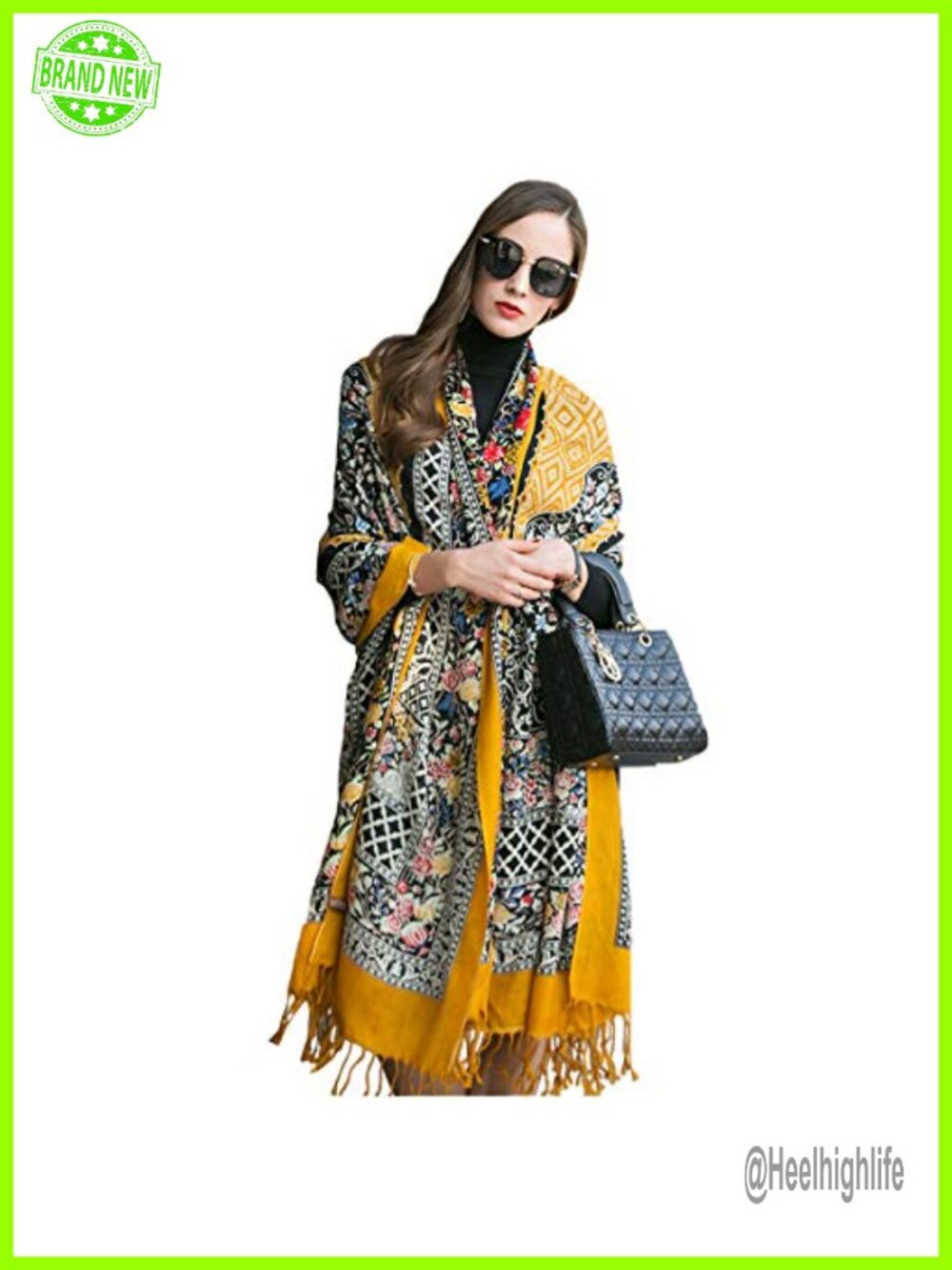 100% Merino Wool Pashmina Shawl Oversized Travel Wrap with Tassels